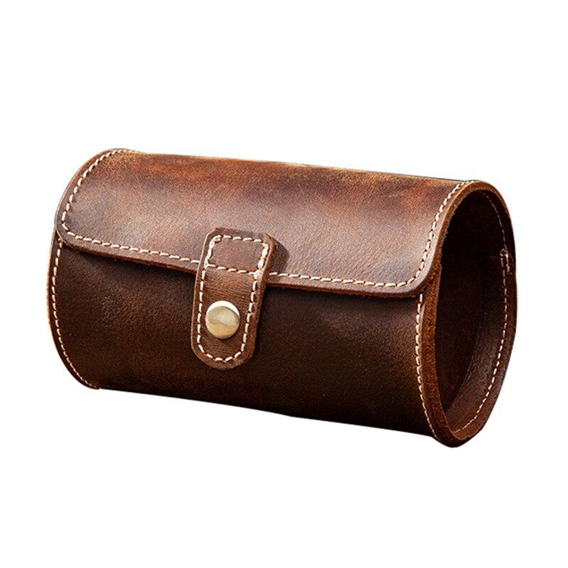 Clement Handstitched Leather Watch Roll Portable Case 2-3 Slots GR 2-Slot 
