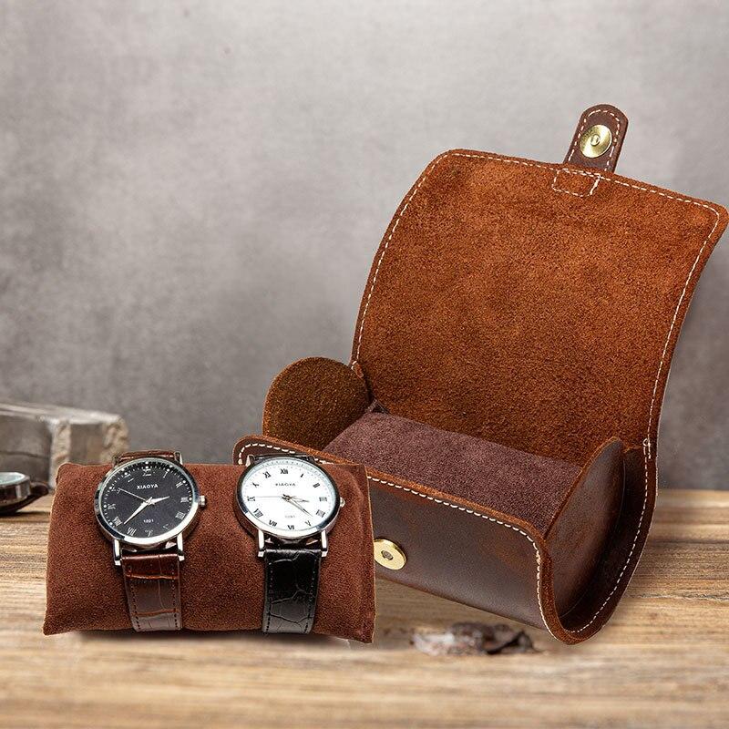 Clement Handstitched Leather Watch Roll Portable Case 2-3 Slots GR 