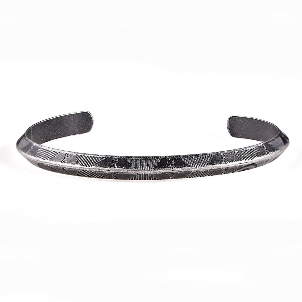 Dennis Stainless Steel Cuff Bracelet GR Retro Silver 17-20cm 