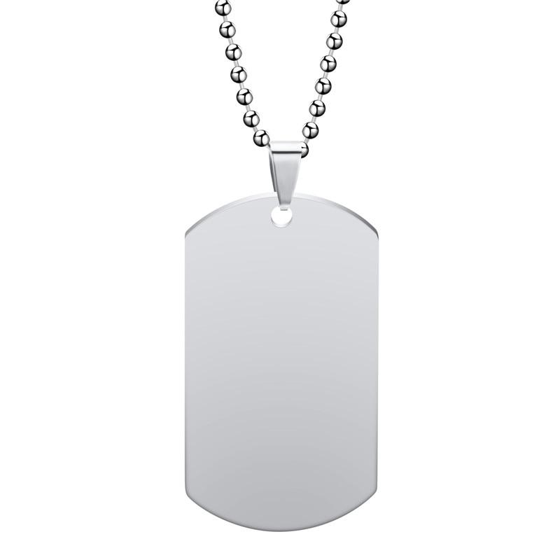 Dog Tag 316L Stainless Steel Pendant Necklace GR Silver 