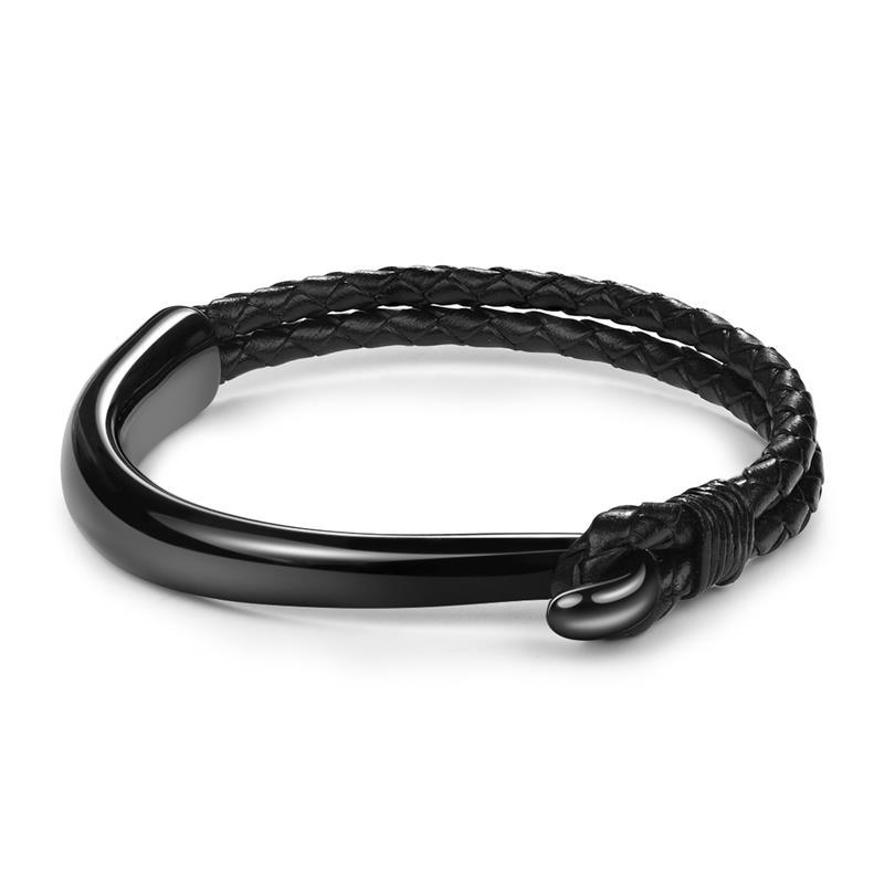 Dolfo Metal Hook Leather Braided Bracelet GR 