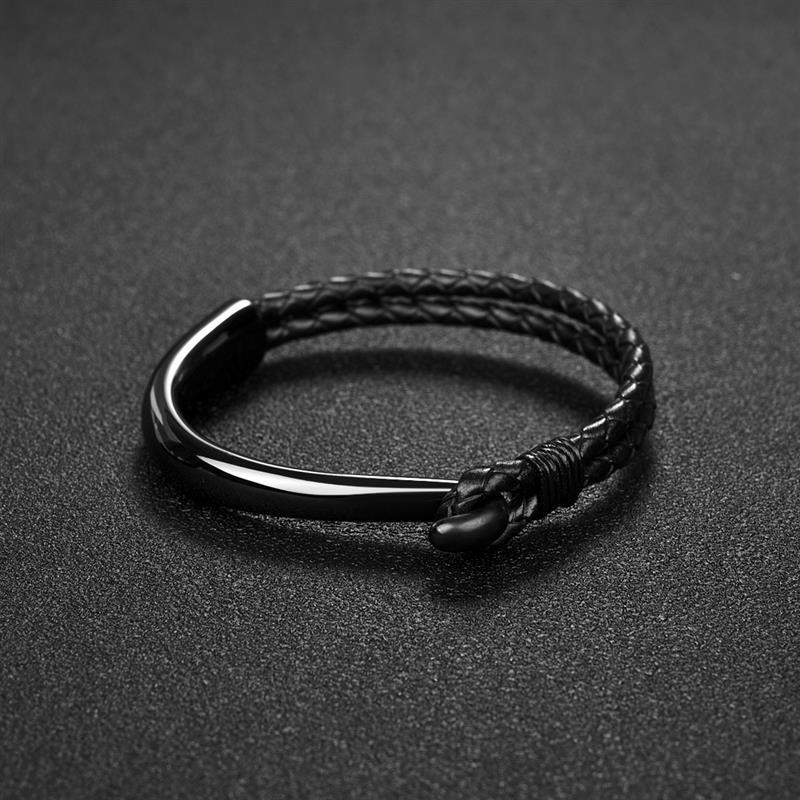 Dolfo Metal Hook Leather Braided Bracelet GR 