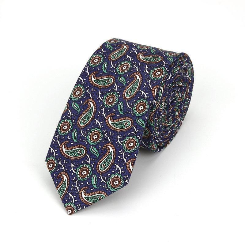 Elegant Paisley Cotton Tie GR Mint 