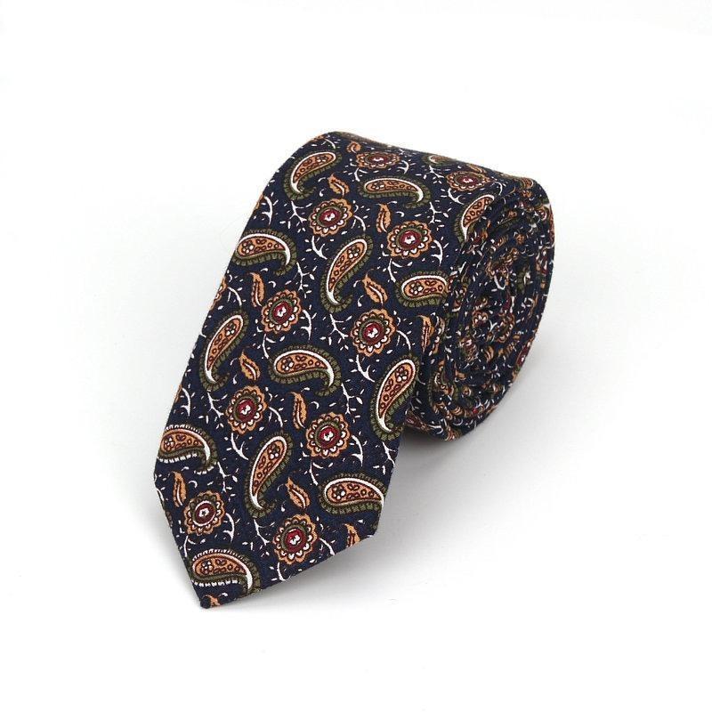 Elegant Paisley Cotton Tie GR Orange 
