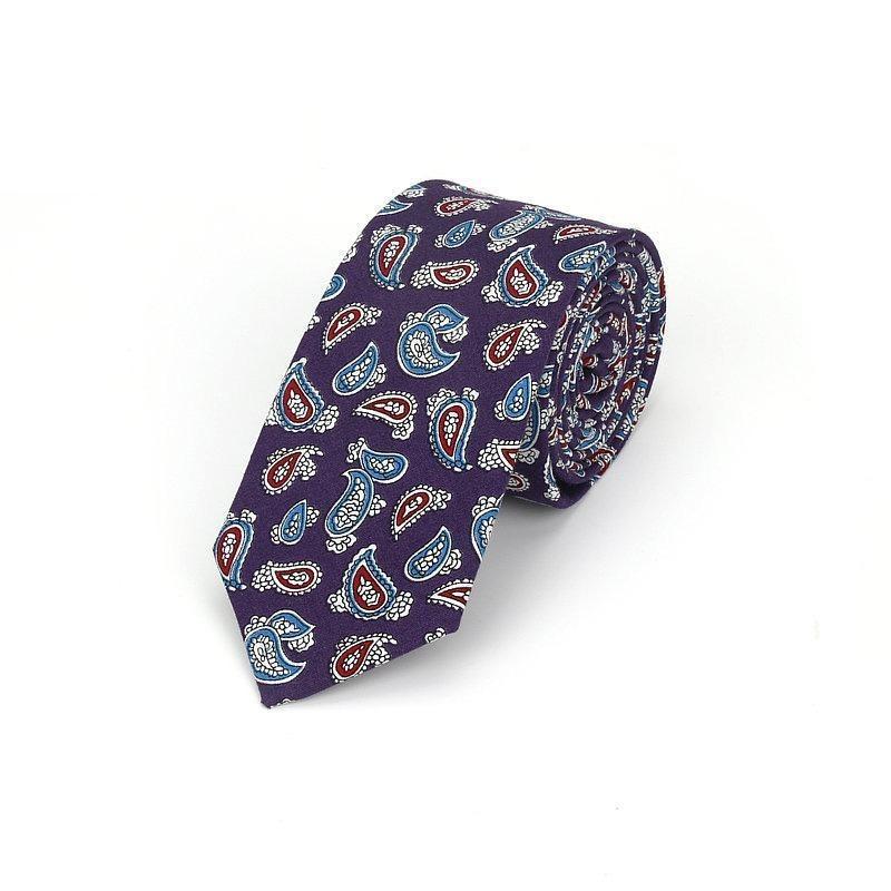 Elegant Paisley Cotton Tie GR Purple 