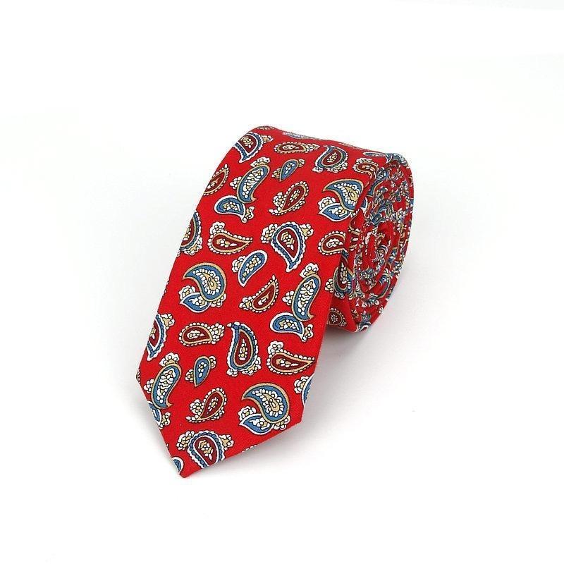 Elegant Paisley Cotton Tie GR Red 