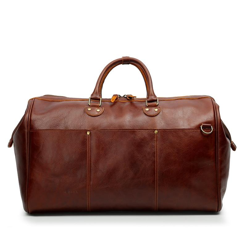 Elias Cowhide Leather Duffel Bag GR Brown 