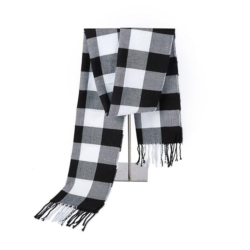 Erling Gingham Checkered Cashmere Wool Scarf GR Black & White 