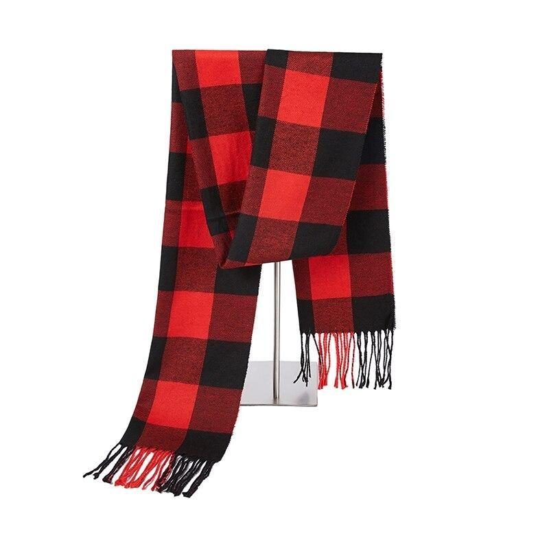 Erling Gingham Checkered Cashmere Wool Scarf GR Red 