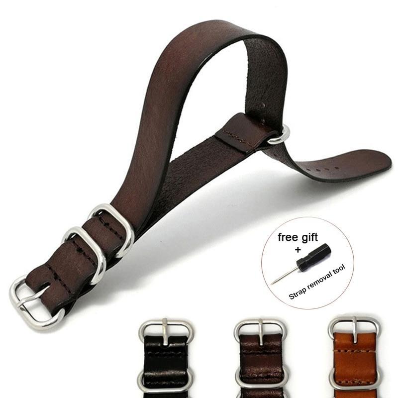 Fabrice Leather Nato Watch Strap GR 