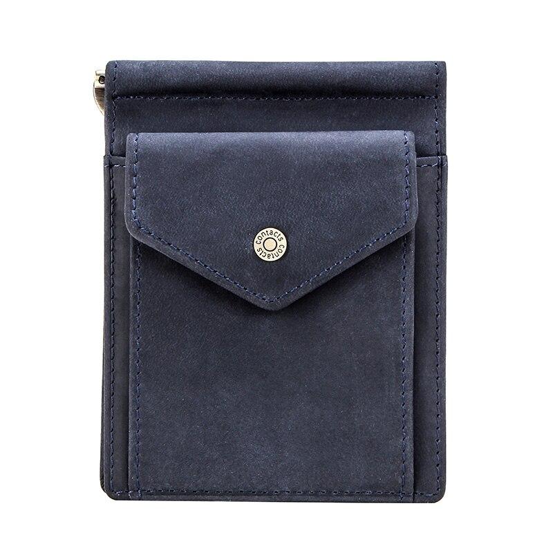 Federico Cow Leather Money Clip Wallet RFID GR Blue 