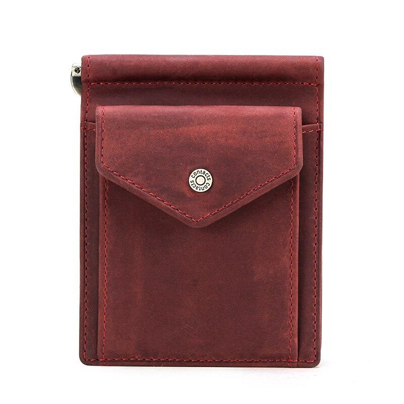 Federico Cow Leather Money Clip Wallet RFID GR Red 