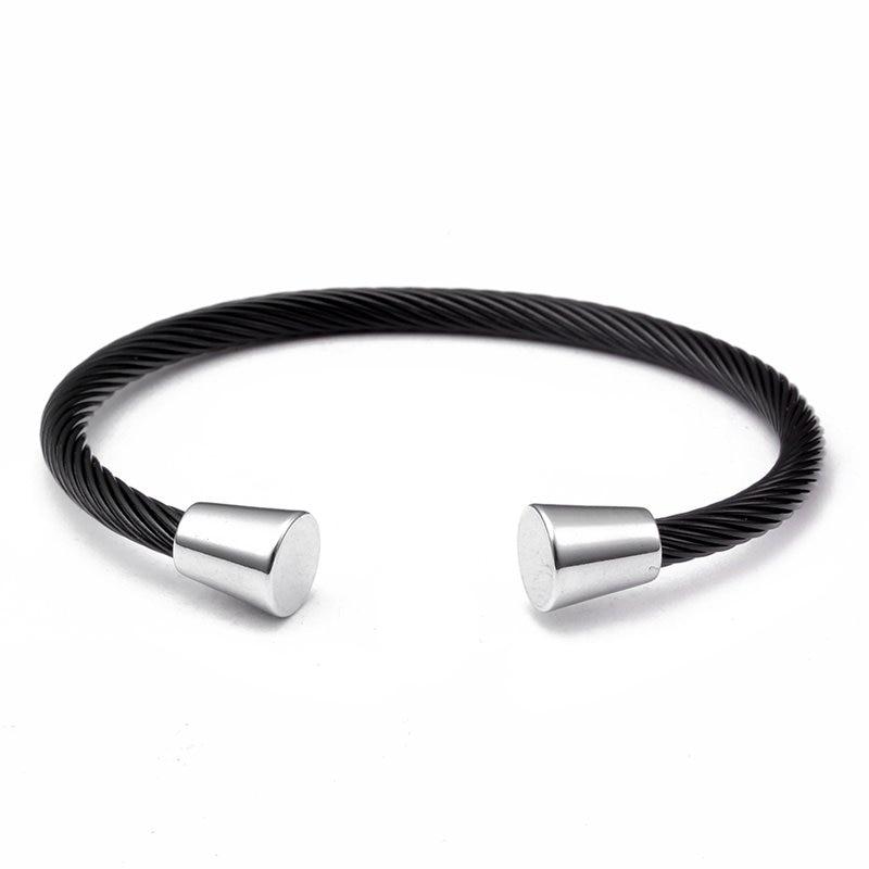 Felix Stainless Steel Cuff Bracelet GR Black & Silver 