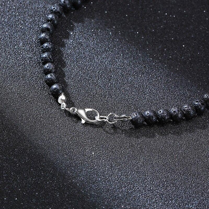 Fernando Steel & Brazilian Lava Beads Pendant Necklace GR 