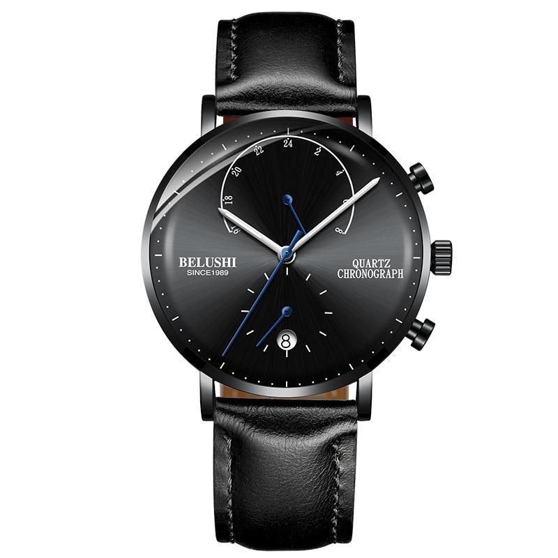 Fiero Classic Business Watch Belushi Black on Black Leather 