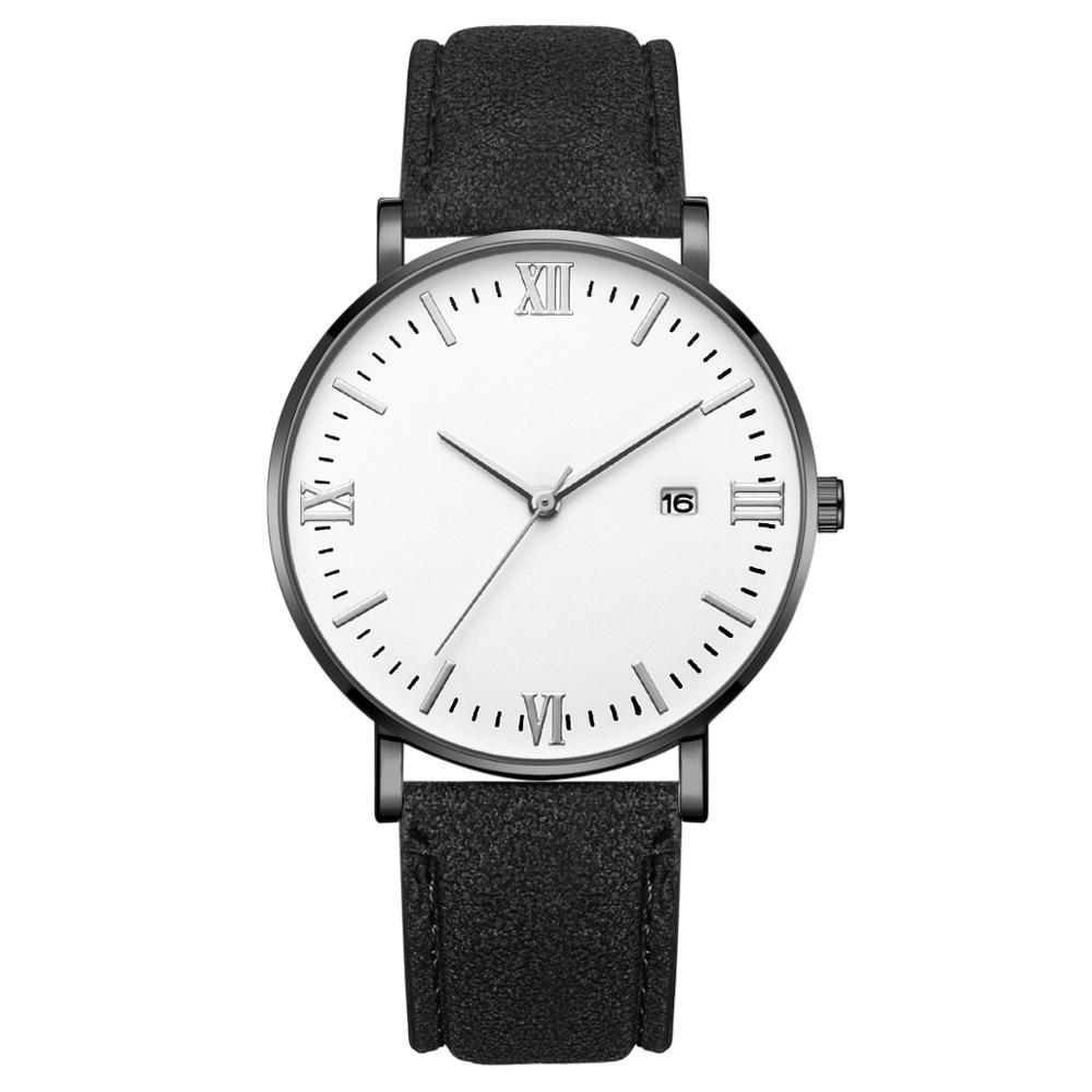 Flavio Classic Elegant Watch with White Dial and Black Belt gntlmnrls Dark 