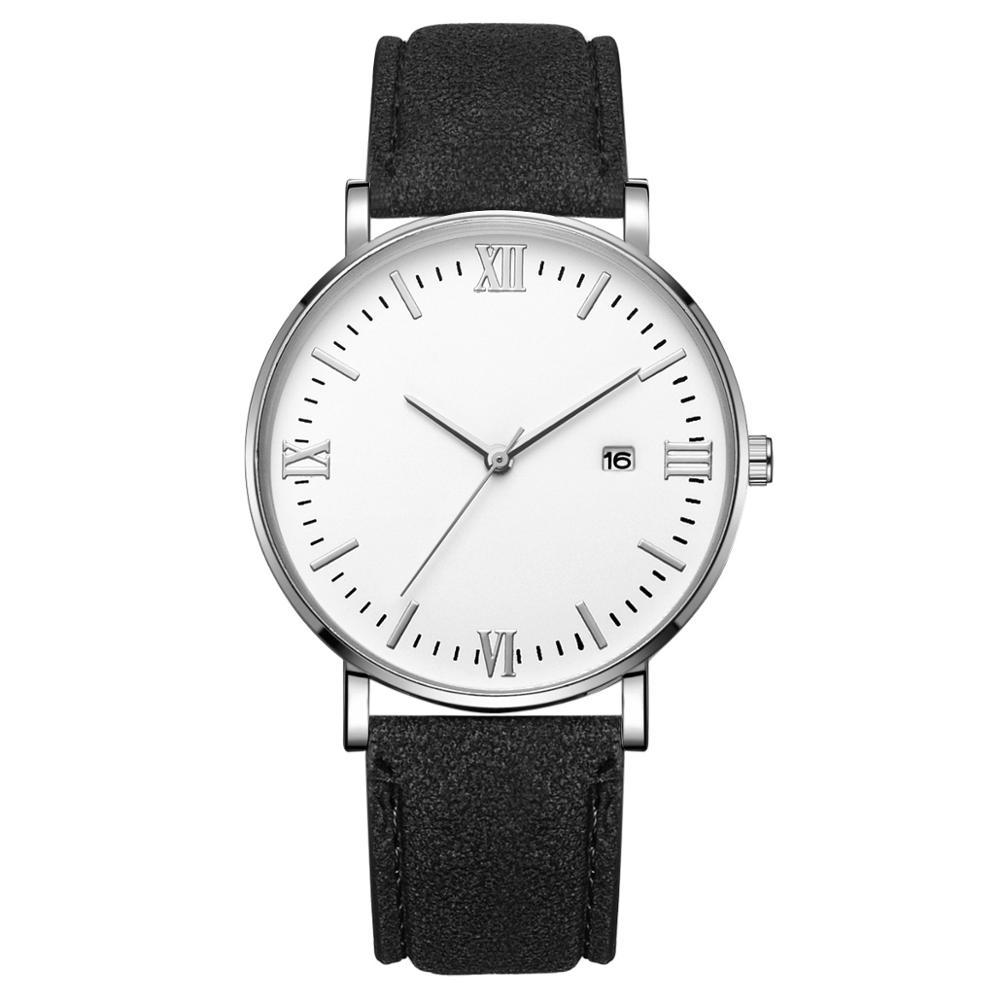 Flavio Classic Elegant Watch with White Dial and Black Belt gntlmnrls Silver 