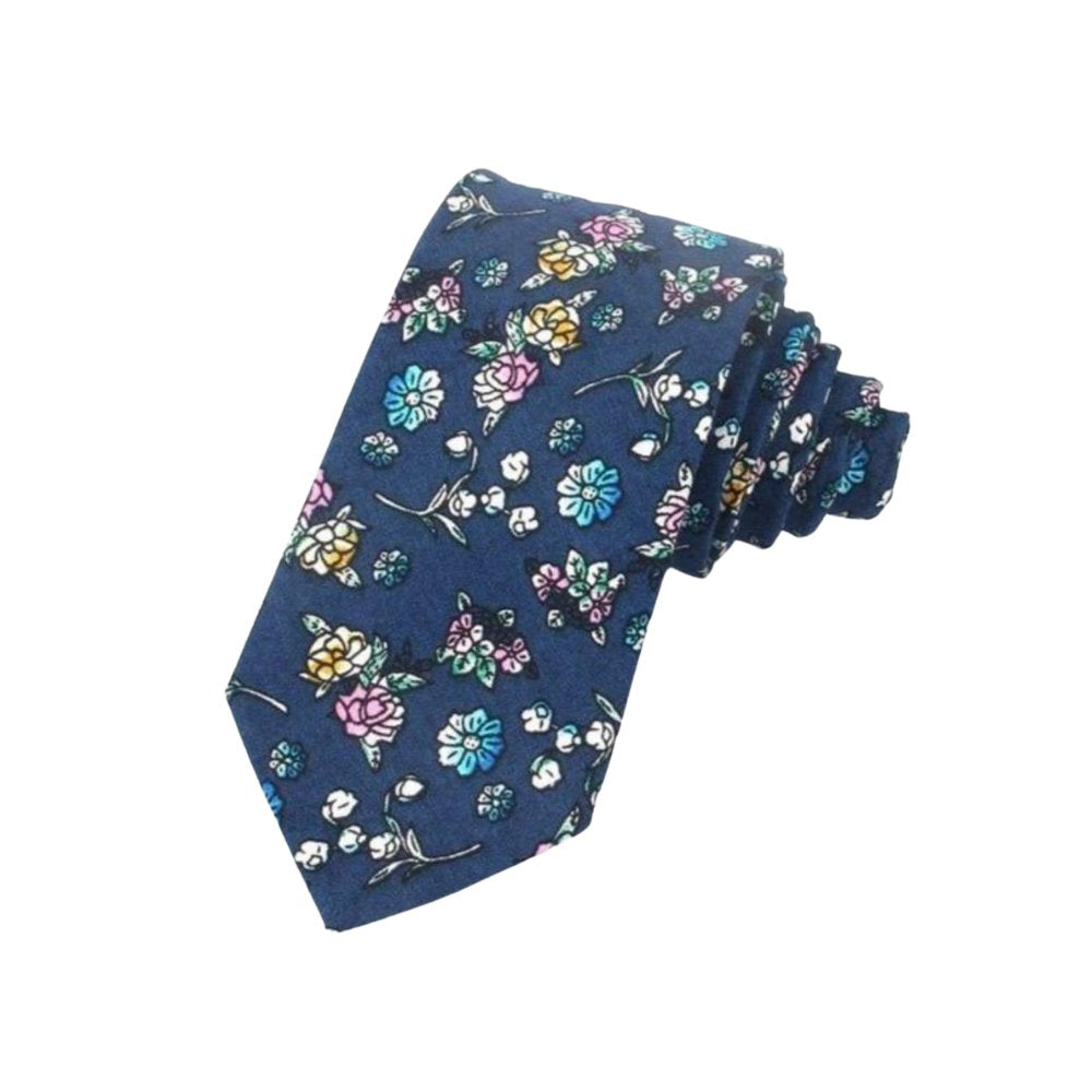 Floral Cotton Boho Tie GR Blue 