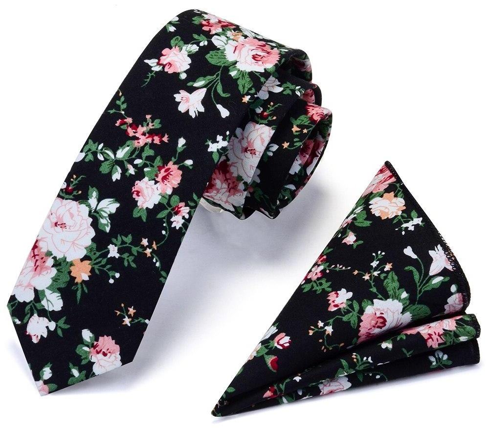 Floral Cotton Tie Set GR Black 