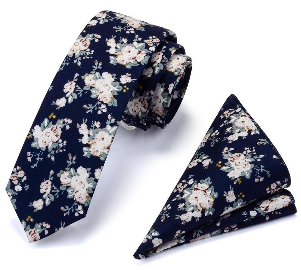 Floral Cotton Tie Set GR Dark Navy 