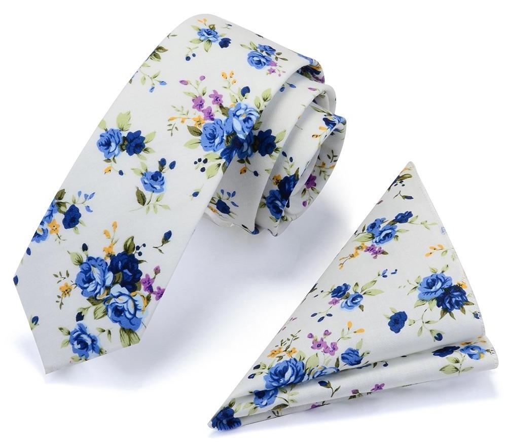 Floral Cotton Tie Set GR White 