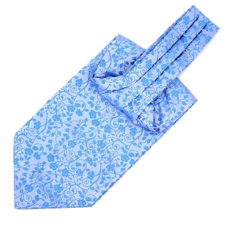 Floral Jacquard Solid Ascot Tie GR Blue 