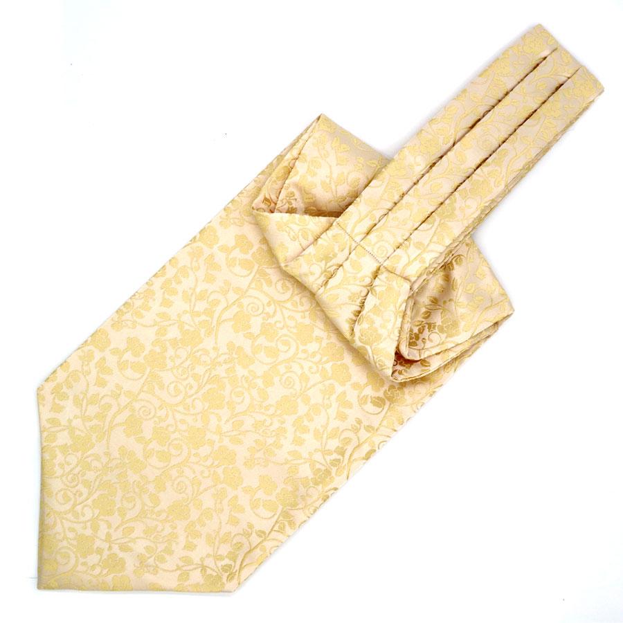 Floral Jacquard Solid Ascot Tie GR Champagne 