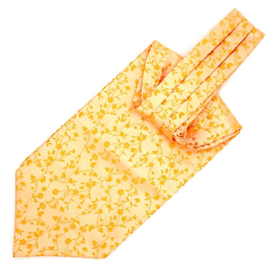 Floral Jacquard Solid Ascot Tie GR Yellow 