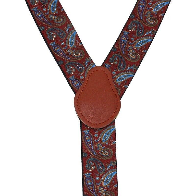 Florin Patterned Retro Leather 4 Clip Business Suspenders 35 mm GR 