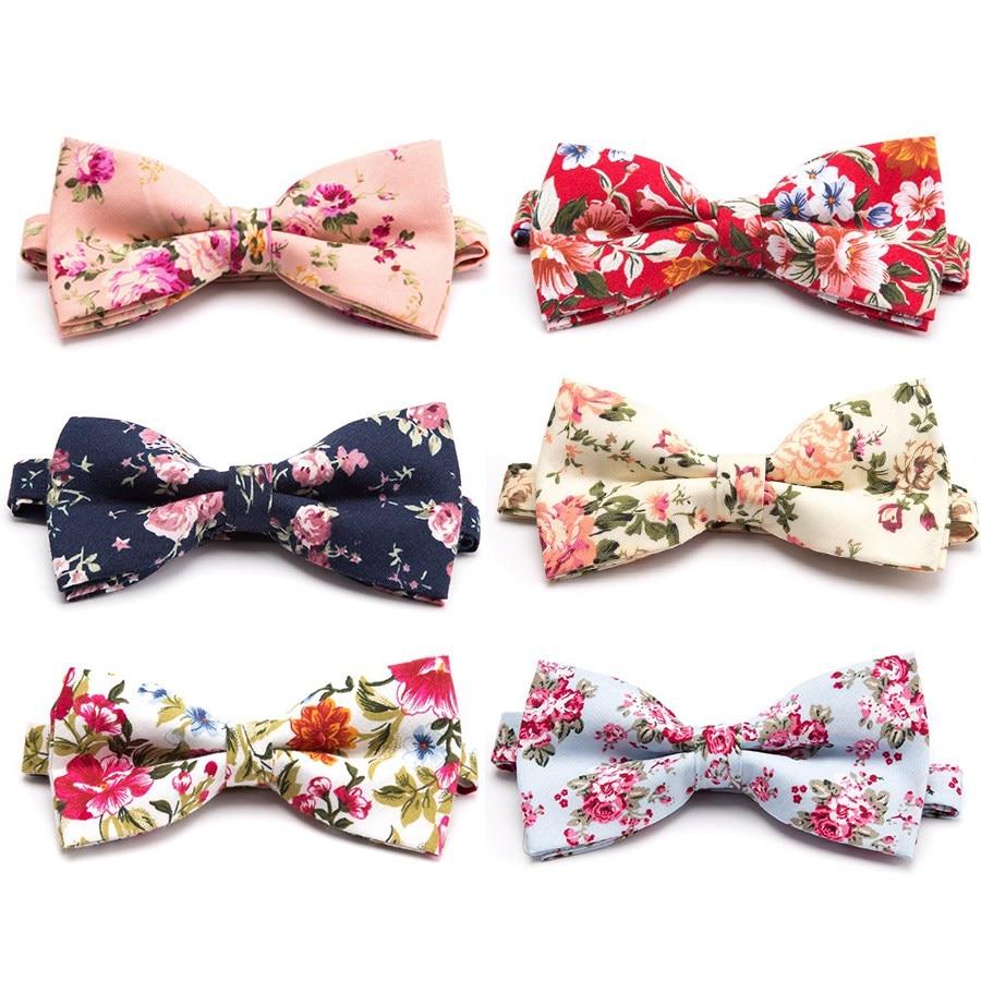 Flowered Cotton Bow Tie Pre-Tied GR 
