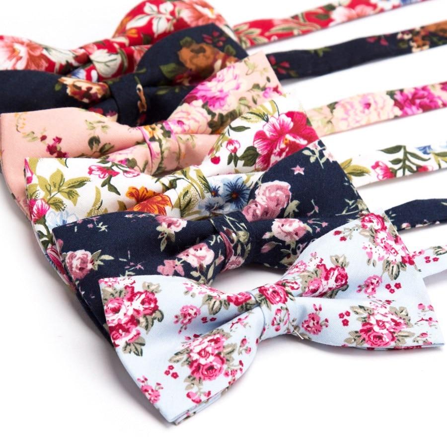 Flowered Cotton Bow Tie Pre-Tied GR 