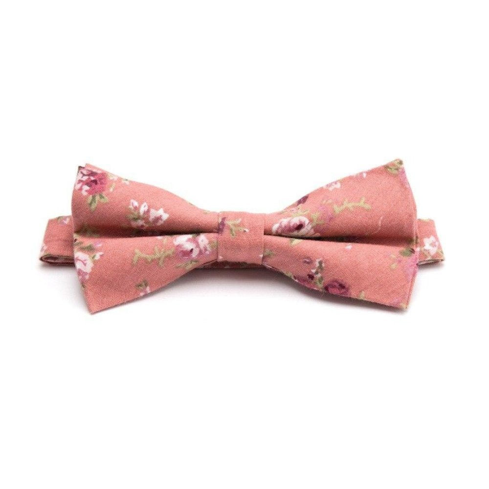 Flowered Cotton Bow Tie Pre-Tied GR Light Red 