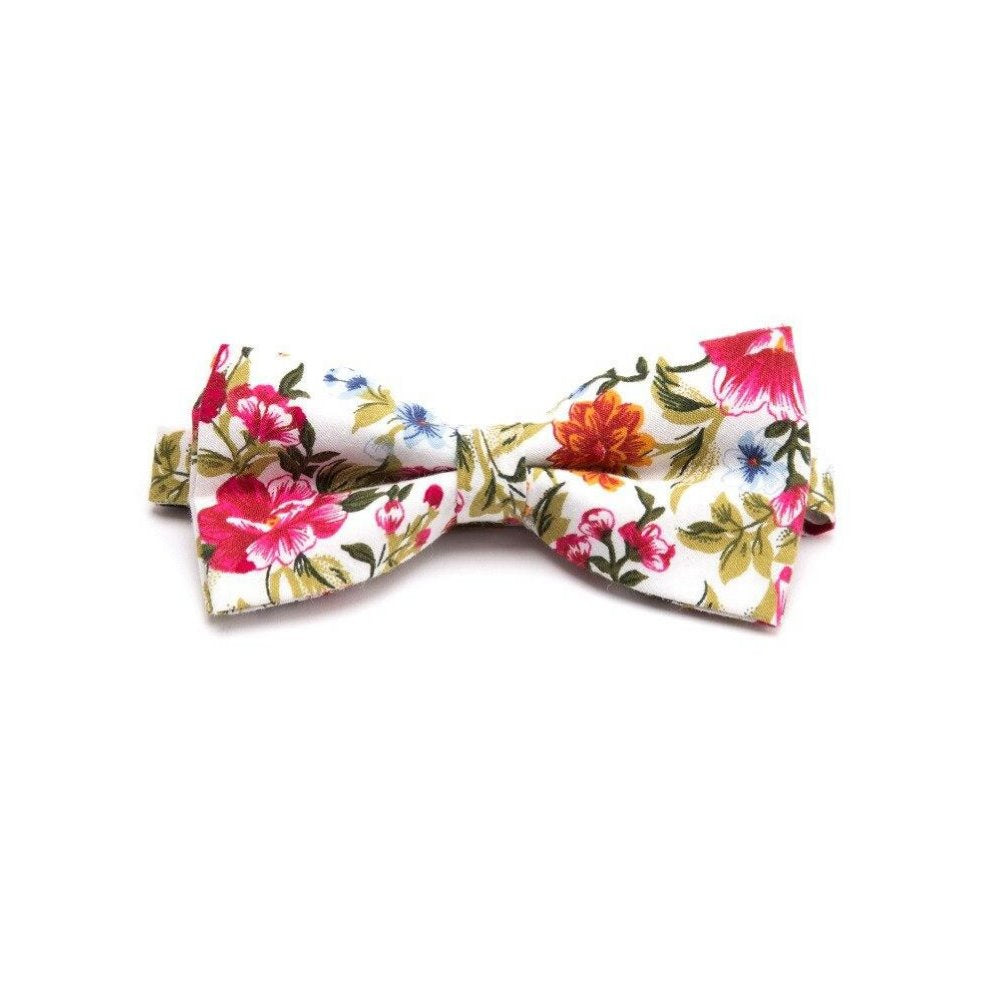 Flowered Cotton Bow Tie Pre-Tied GR Summer Red 