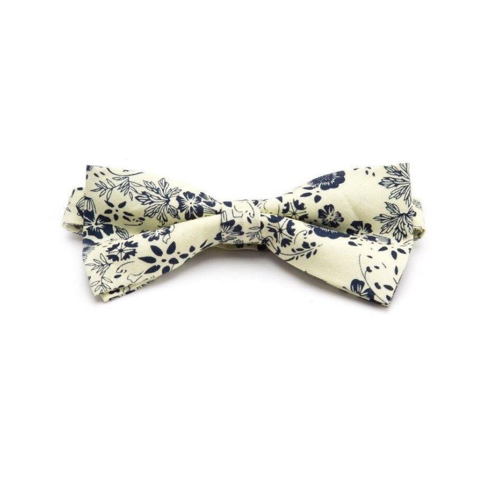 Flowered Cotton Bow Tie Pre-Tied GR Wheat 