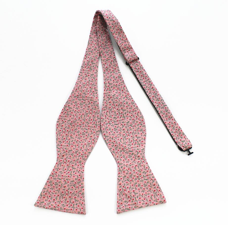 Flowered Cotton Self-Tie Bow Tie GR Pink 