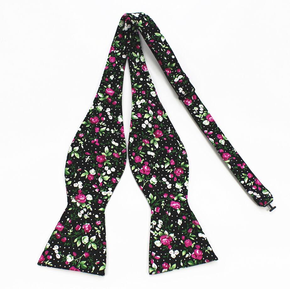 Flowered Cotton Self-Tie Bow Tie GR Violet 