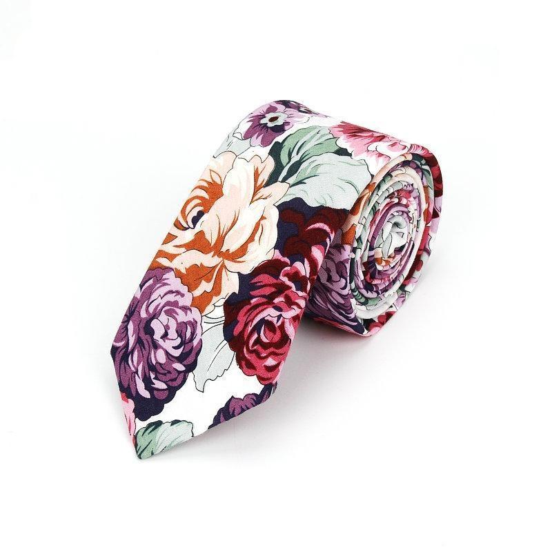 Flowered Soft Cotton Tie GR Soft Red 