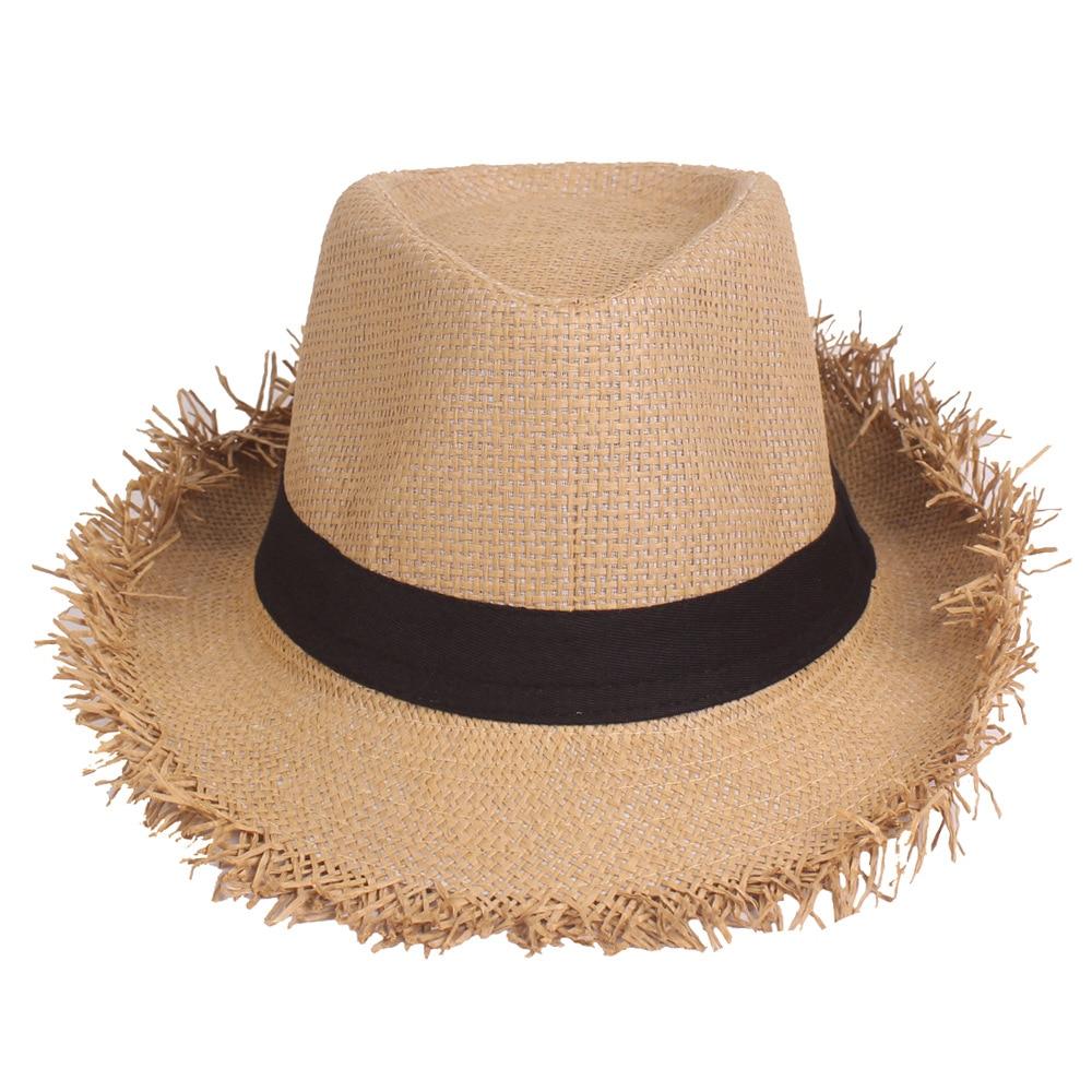 Frayed Edge Trilby Straw Hat GR Khaki 