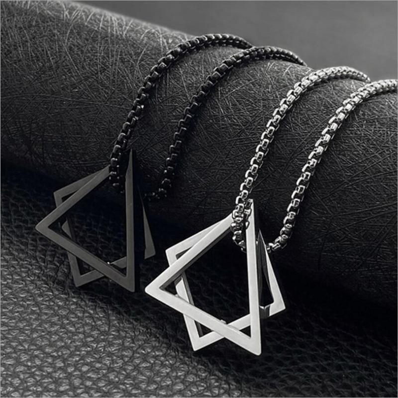 Geometric Duo Steel Pendant Necklace GR 