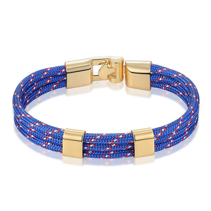 Gianluigi Nautical Rope Bracelet With Gold-Tone Buckle GR Blue 