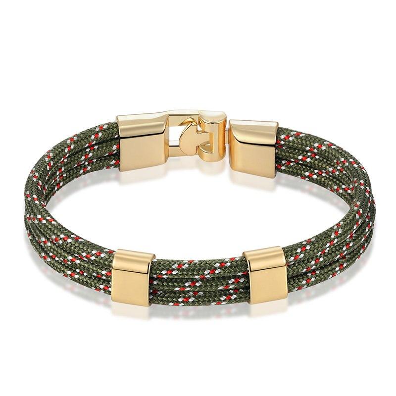 Gianluigi Nautical Rope Bracelet With Gold-Tone Buckle GR Green 