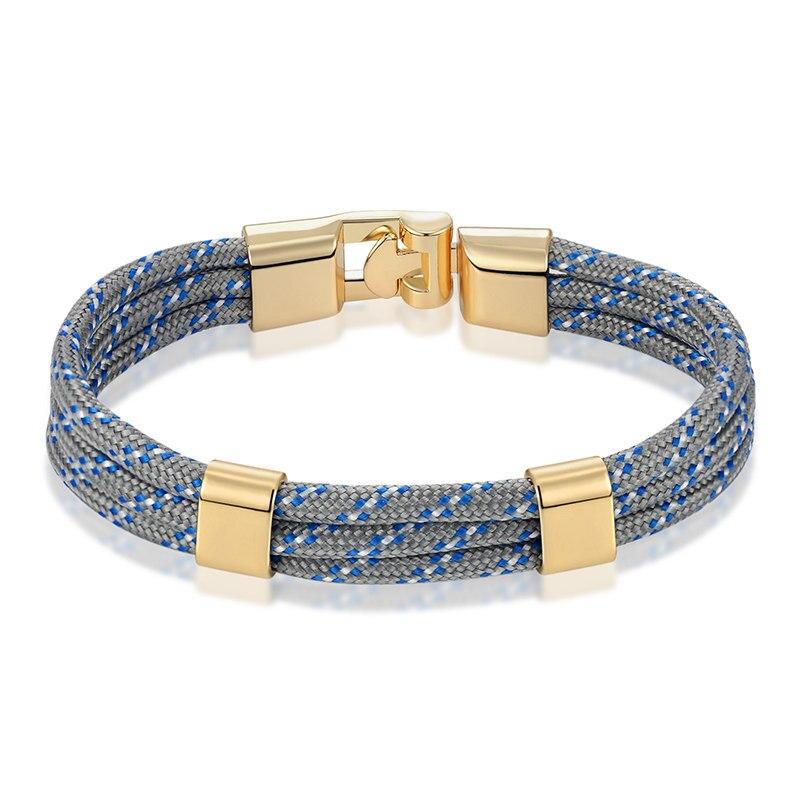 Gianluigi Nautical Rope Bracelet With Gold-Tone Buckle GR Grey 