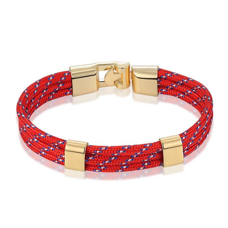 Gianluigi Nautical Rope Bracelet With Gold-Tone Buckle GR Red 