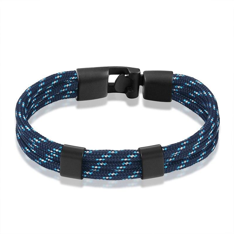 Gianluigi Nautical Rope Bracelet With Matte Black Buckle GR Navy Blue 21cm 