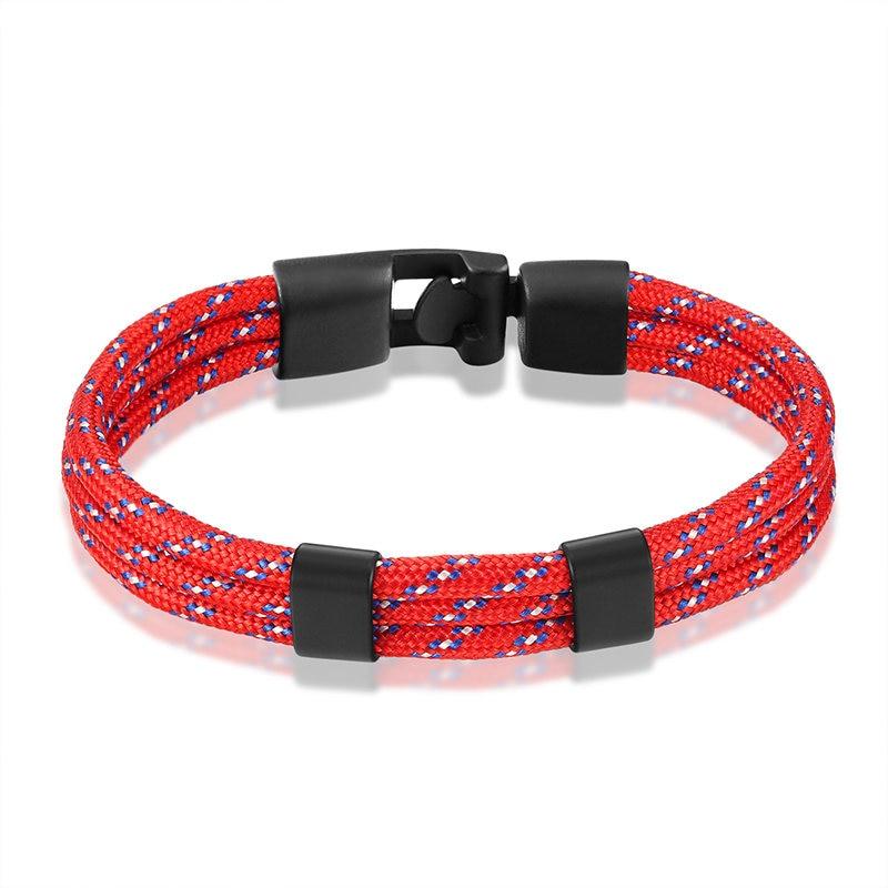 Gianluigi Nautical Rope Bracelet With Matte Black Buckle GR Red 21cm 
