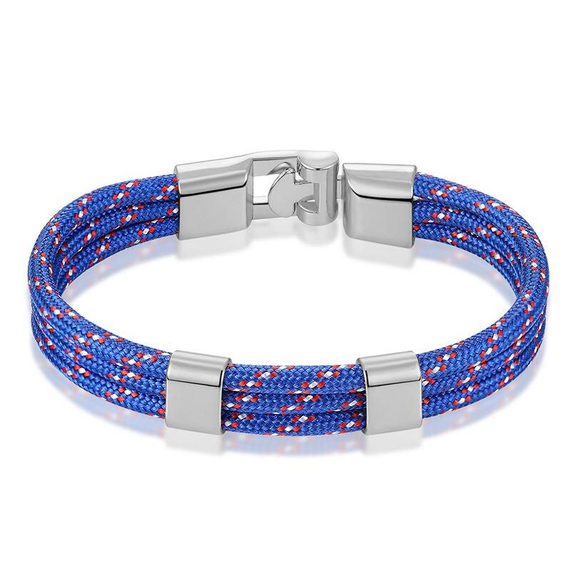 Gianluigi Nautical Rope Bracelet With Silver-Tone Buckle GR Blue 