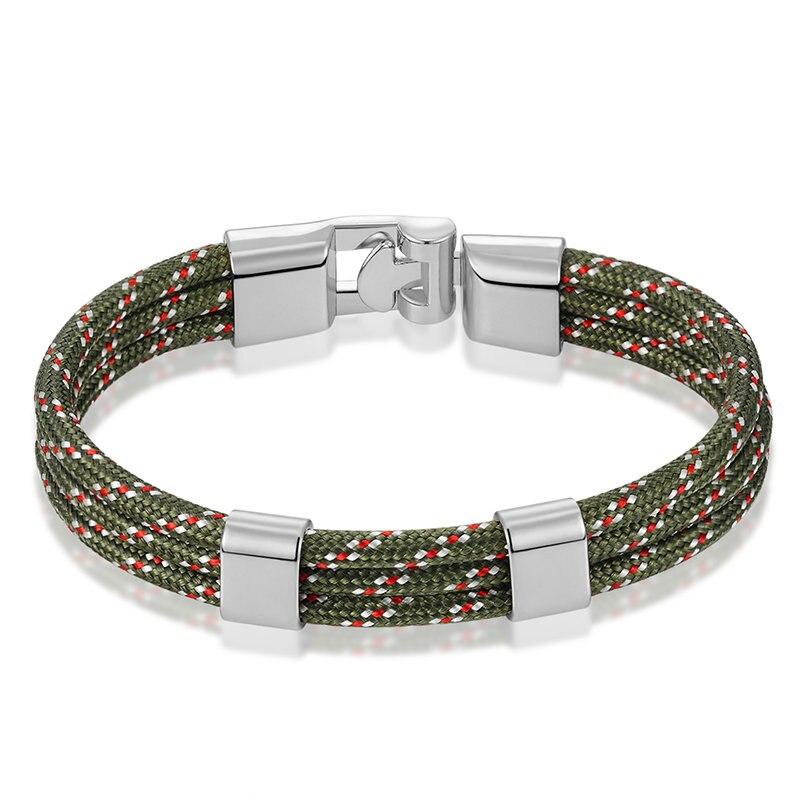 Gianluigi Nautical Rope Bracelet With Silver-Tone Buckle GR Green 