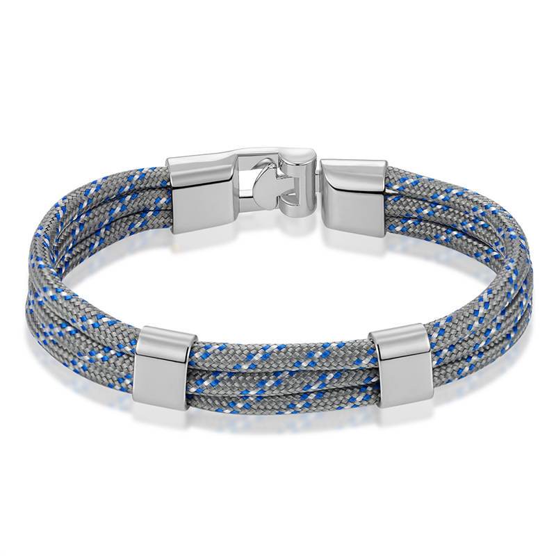 Gianluigi Nautical Rope Bracelet With Silver-Tone Buckle GR Grey 