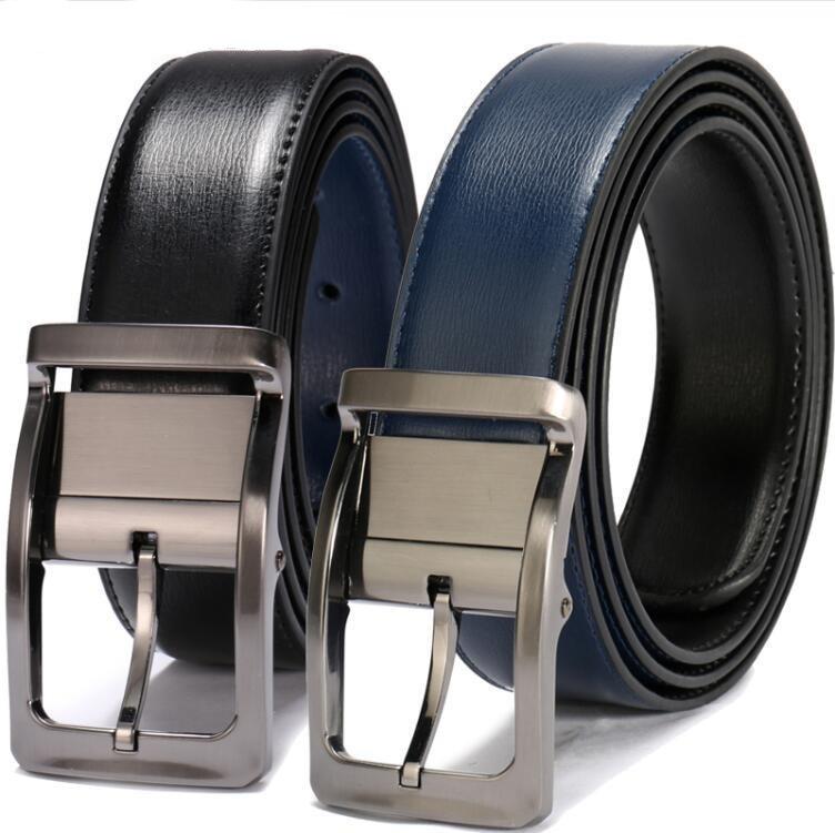 Gianluigi Reversible Leather Belt With Rotated Buckle GR Black & Blue 80cm (Waist 65cm) 