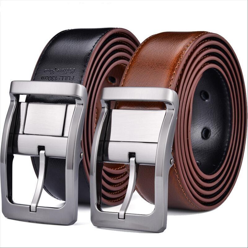 Gianluigi Reversible Leather Belt With Rotated Buckle GR Black & Light Brown 80cm (Waist 65cm) 